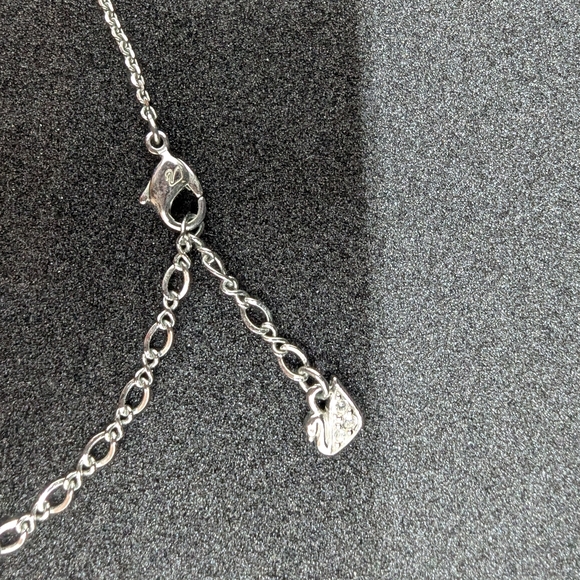 Swarovski Clear Crystal INTERLOCKED HEARTS Pendant Necklace Rhodium - Picture 4 of 5